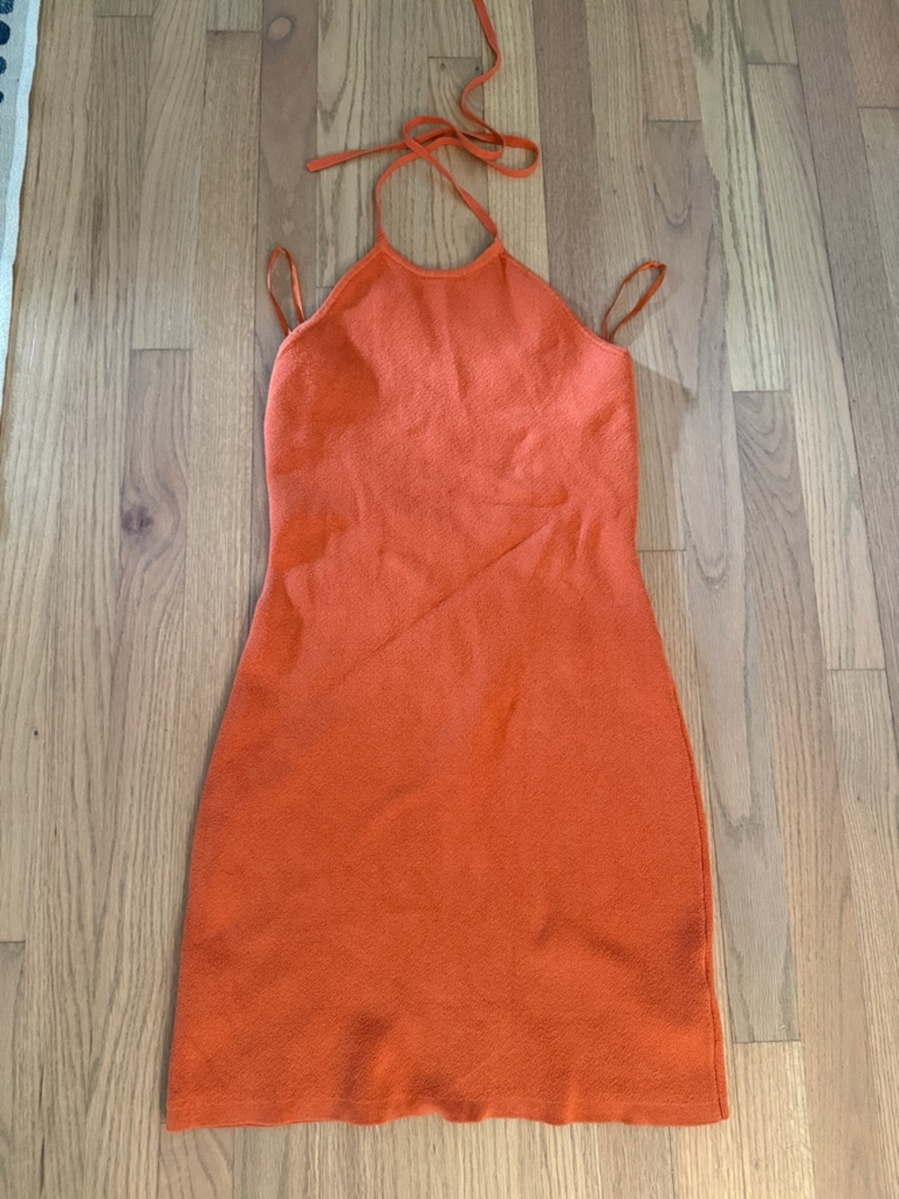 Abercrombie & Fitch Orange Halter Crochet Mini Dress